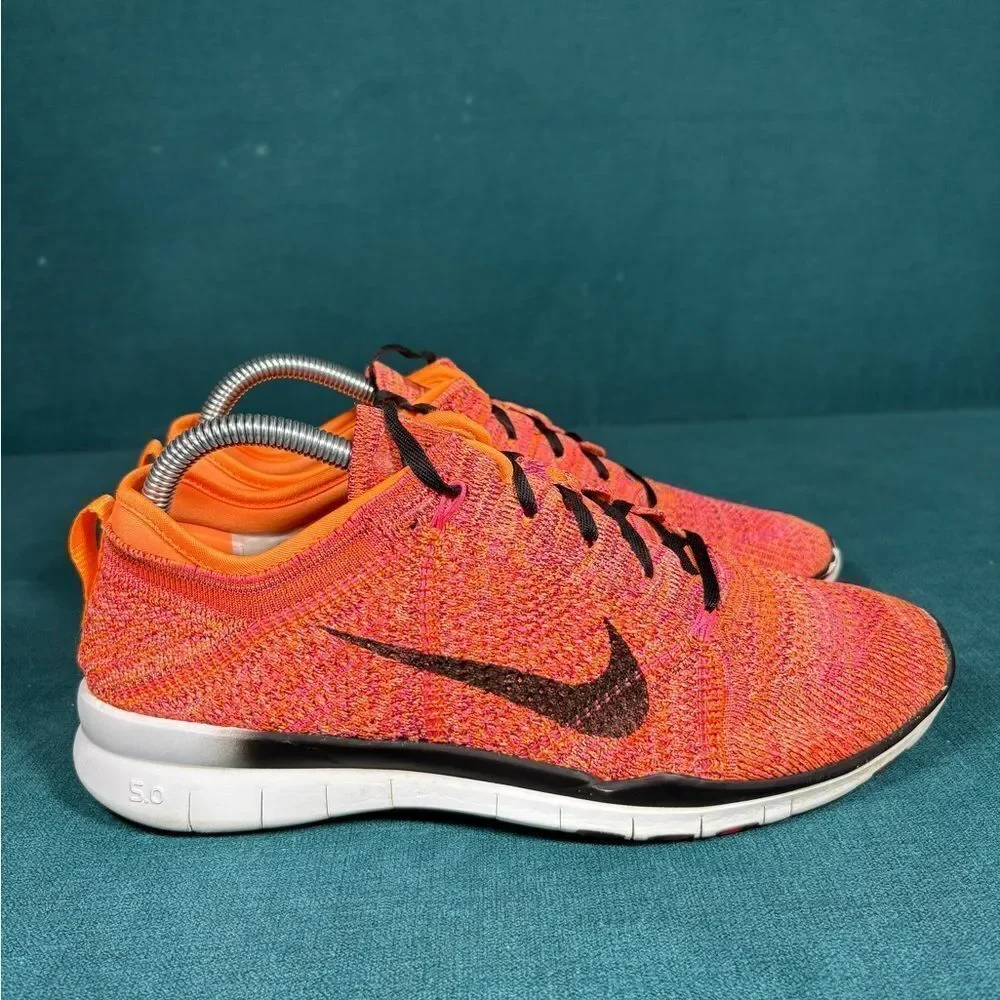 Nike Free 5.0 TR Flyknit Running Shoes Womens Sz 9 Citrus Pink